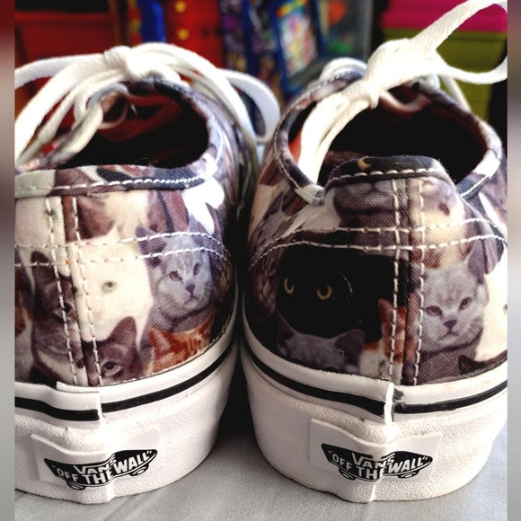 NEW Rare Vans Authentic ASPCA Cat print camo lace up unisex sneakers. W 6.5 /M 5 - Picture 9 of 13